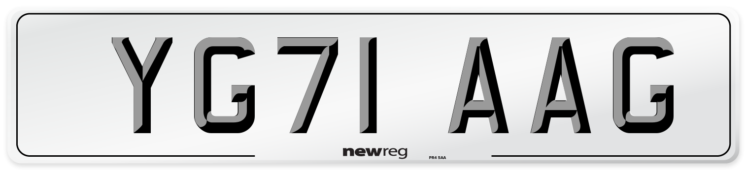 YG71 AAG Number Plate from New Reg
